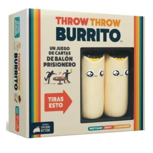 "Throw Throw Burrito es un juego de cartas único que combina estrategia y acción física. Ideal para 2-6 jugadores, ¡lanza burritos y gana puntos en este juego de caos y risas para toda la familia!"