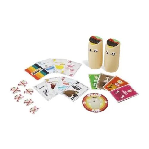 "Throw Throw Burrito es un juego de cartas único que combina estrategia y acción física. Ideal para 2-6 jugadores, ¡lanza burritos y gana puntos en este juego de caos y risas para toda la familia!"