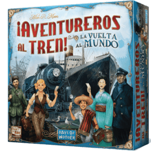 "Aventureros al Tren: La vuelta al mundo - Juego de mesa familiar, mapa del mundo y piezas de trenes"