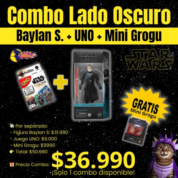 Combo Lado Oscuro con Baylan Skoll, Juego Uno y Mini Grogu – Regalo Día del Niño original – Cats&Dragons