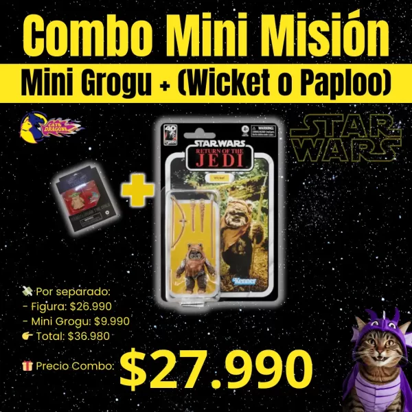 Combo Mini Misión con Paploo o Wicket y Mini Grogu – Regalo Día del Niño original – Cats&Dragons